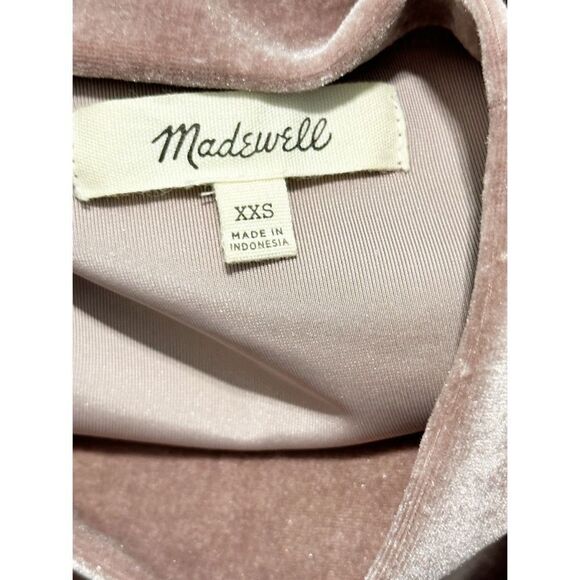 Madewell Mock Turtleneck‎ Short Sleeve Velvet Mini Dress Rose Pink XXS - Picture 3 of 11